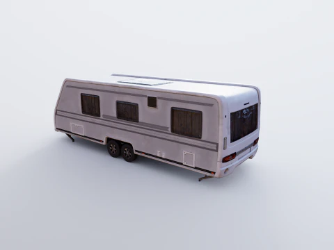 Roulotte da campeggio sporca a 2 assi Modello 3D