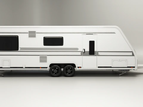 Long 2-axle Camping Caravan 3D Model