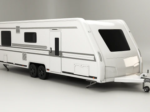 Long 2-axle Camping Caravan 3D Model