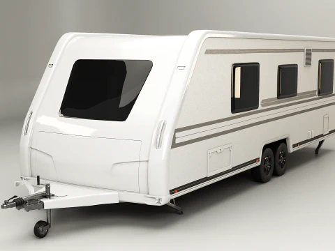 Long 2-axle Camping Caravan 3D Model
