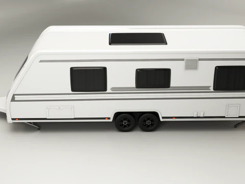 Long 2-axle Camping Caravan 3D Model