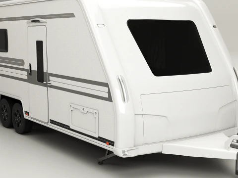 Long 2-axle Camping Caravan 3D Model