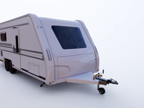 Long 2-axle Camping Caravan 3D Model