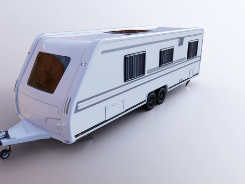 Long 2-axle Camping Caravan 3D Model