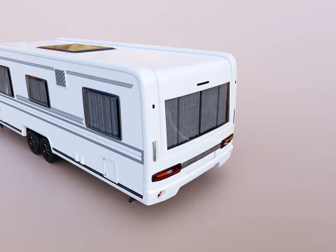 Long 2-axle Camping Caravan 3D Model