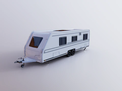 Long 2-axle Camping Caravan 3D Model