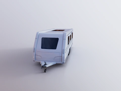 Long 2-axle Camping Caravan 3D Model