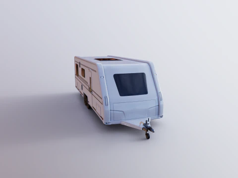 Long 2-axle Camping Caravan 3D Model