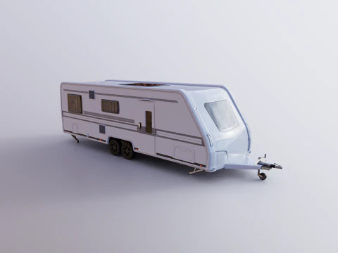 Long 2-axle Camping Caravan 3D Model