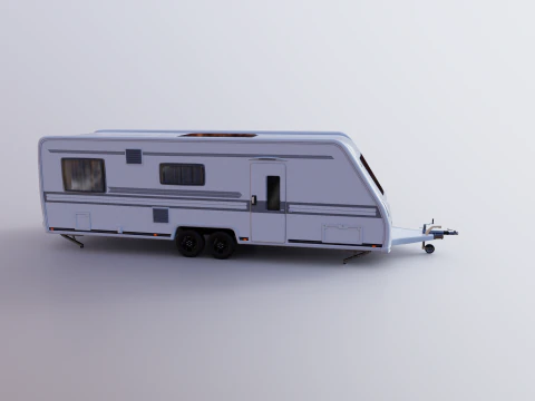 Long 2-axle Camping Caravan 3D Model