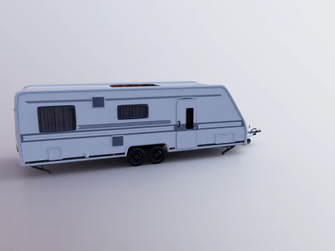 Long 2-axle Camping Caravan 3D Model