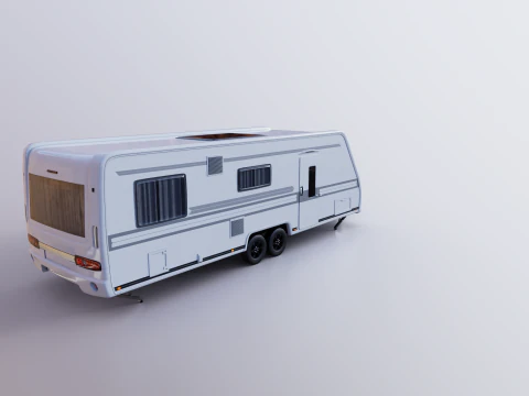 Long 2-axle Camping Caravan 3D Model