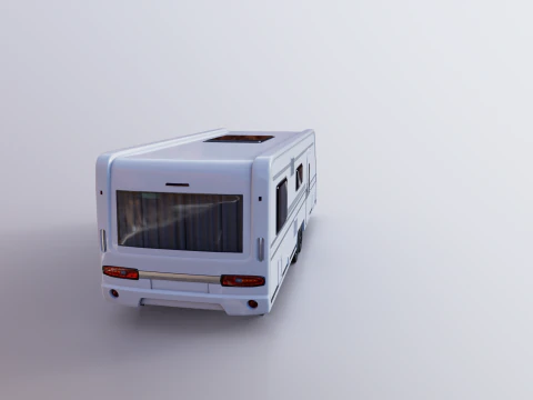 Long 2-axle Camping Caravan 3D Model