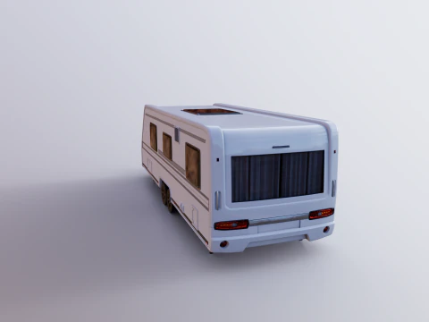 Long 2-axle Camping Caravan 3D Model
