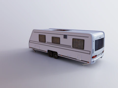 Long 2-axle Camping Caravan 3D Model