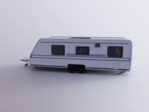 Long 2-axle Camping Caravan 3D Model