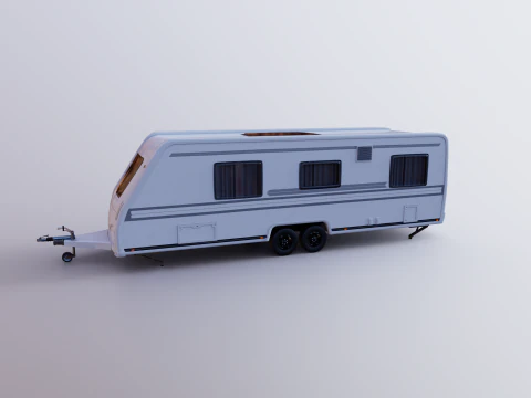 Long 2-axle Camping Caravan 3D Model