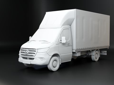Tirai Samping Mercedes Sprinter Tautliner Van Tanpa Tekstur Model 3D