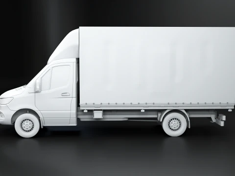 Mercedes Sprinter Тентованный фургон с боковой шторкой без текстур 3D Модель