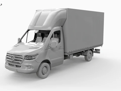 Mercedes Sprinter Тентованный фургон с боковой шторкой без текстур 3D Модель