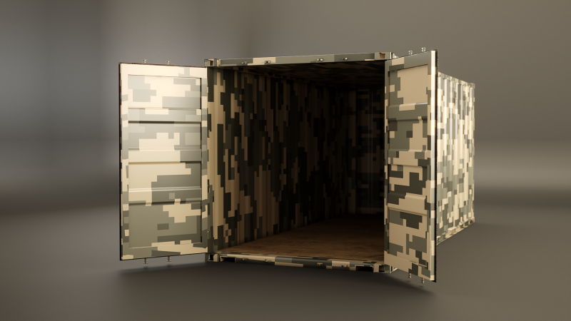 Container militare intermodale lungo 20 piedi Modello 3D .c4d .max .obj .3ds .fbx .stl .blend