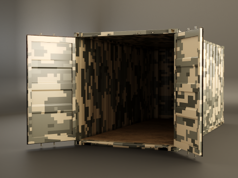 Cont&ecirc;iner Intermodal Militar de 20 p&eacute;s de comprimento Modelo 3D