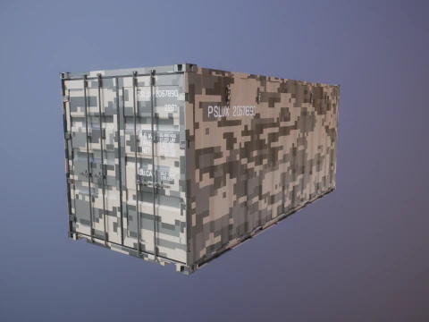 Military Intermodal Shipping Container 20-foot-long 3D Model