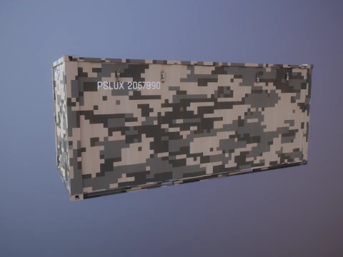 Military Intermodal Shipping Container 20-foot-long 3D Model
