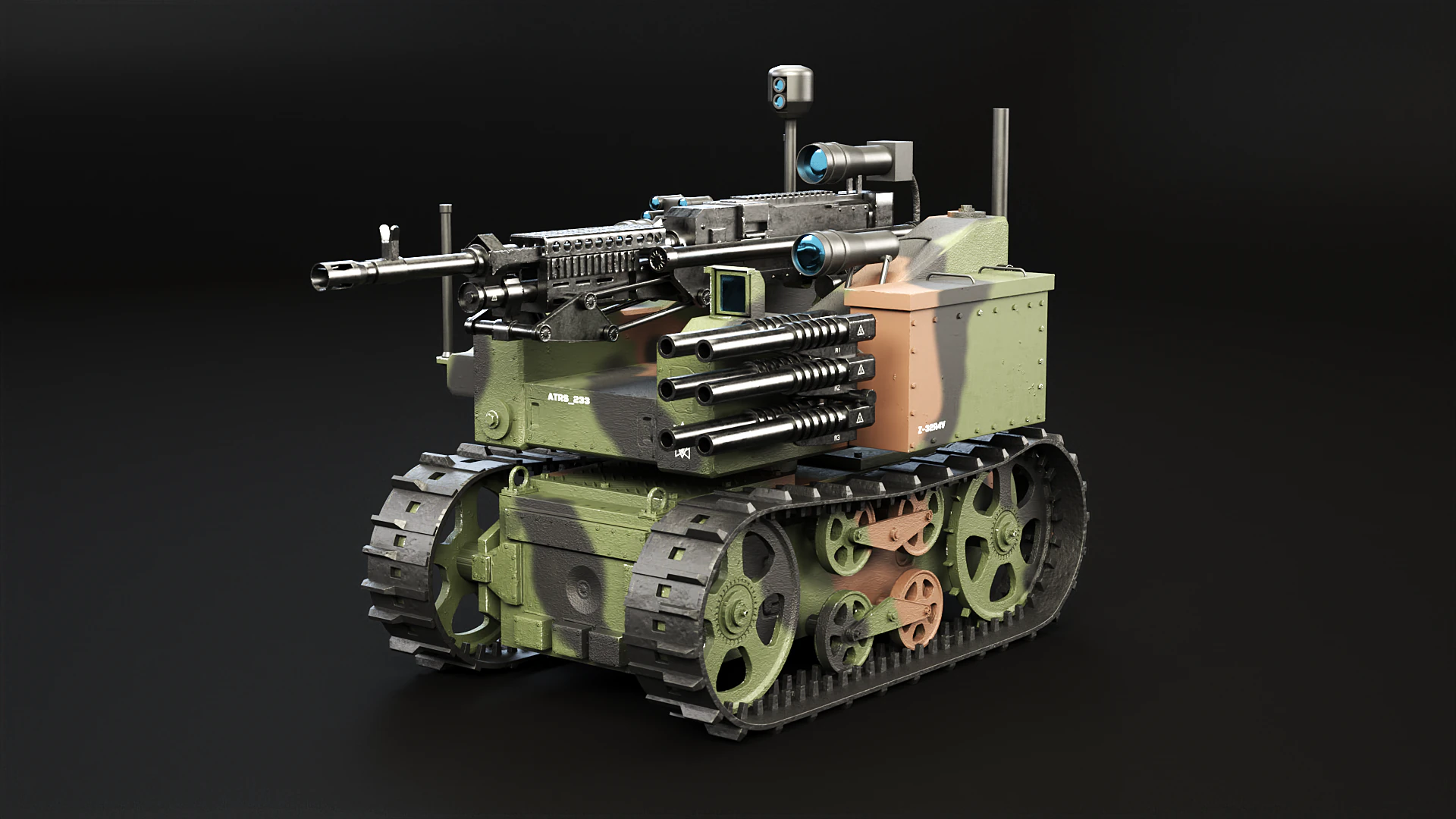 Military Tracked Robot Camo 3D Model .c4d .max .obj .3ds .fbx .stl .blend 