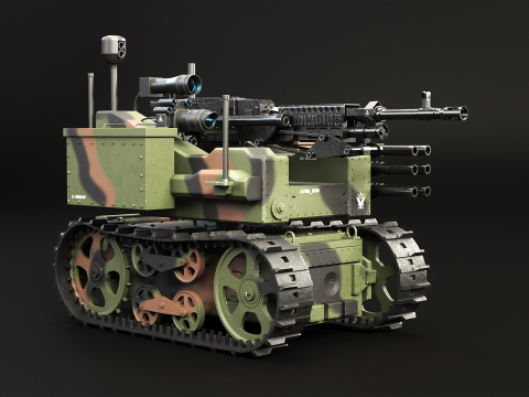 मिलिट्री ट्रैक्ड रोबोट कैमो 3D मॉडल