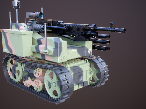 मिलिट्री ट्रैक्ड रोबोट कैमो 3D मॉडल