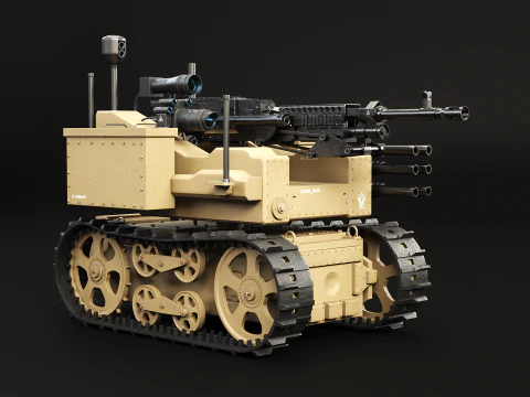 軍用追跡ロボット砂漠迷彩 3Dモデル