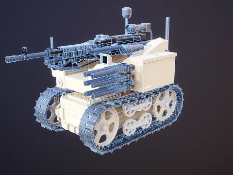 軍用追跡ロボット砂漠迷彩 3Dモデル