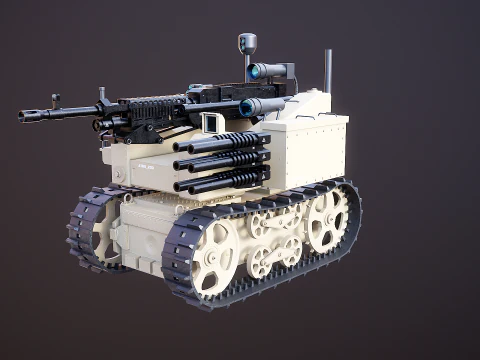 軍用追跡ロボット砂漠迷彩 3Dモデル