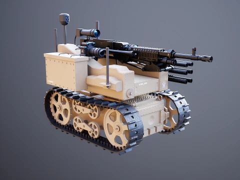 軍用追跡ロボット砂漠迷彩 3Dモデル