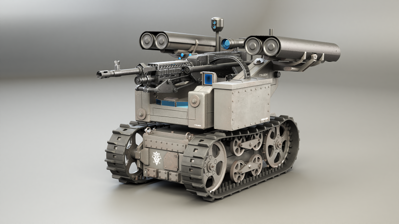 Military Tracked Robot V2 3D Model .c4d .max .obj .3ds .fbx .stl .blend 