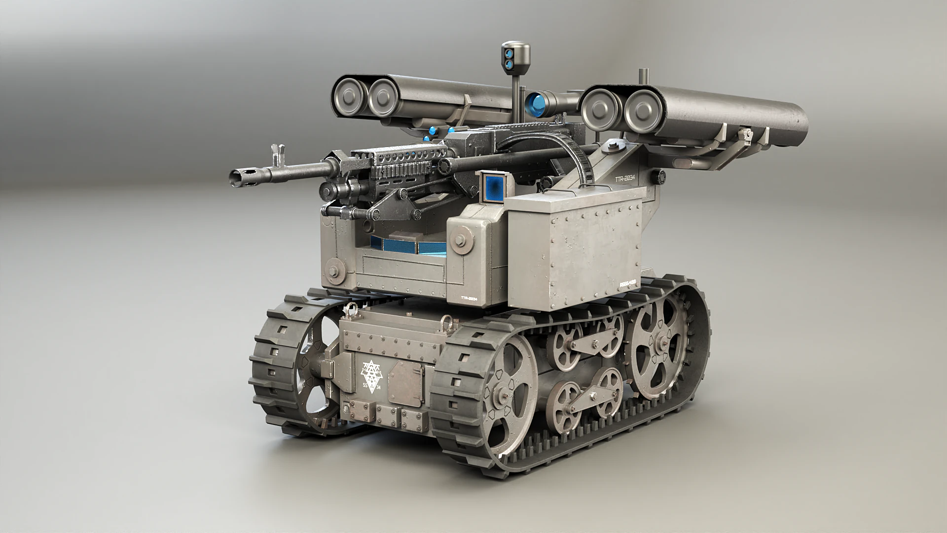 Military Tracked Robot V2 3D Model .c4d .max .obj .3ds .fbx .stl .blend