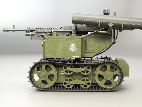 Milit&auml;rischer Raupenroboter V2 Milit&auml;rgr&uuml;n 3D Modell