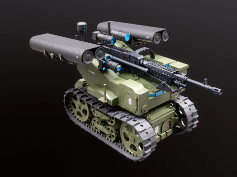 Milit&auml;rischer Raupenroboter V2 Milit&auml;rgr&uuml;n 3D Modell
