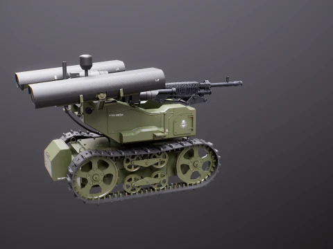 Milit&auml;rischer Raupenroboter V2 Milit&auml;rgr&uuml;n 3D Modell