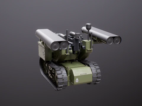 Milit&auml;rischer Raupenroboter V2 Milit&auml;rgr&uuml;n 3D Modell