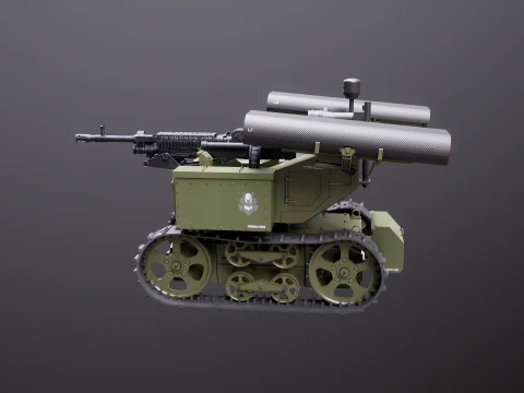 Milit&auml;rischer Raupenroboter V2 Milit&auml;rgr&uuml;n 3D Modell