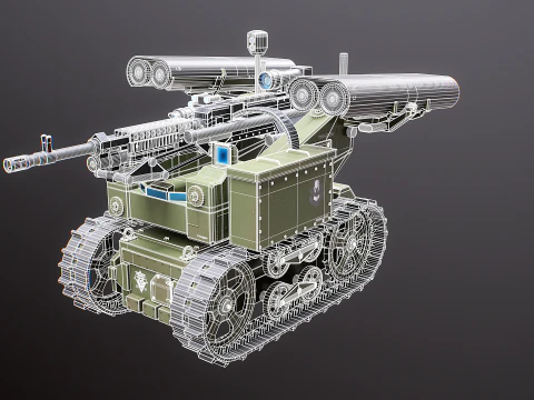 Milit&auml;rischer Raupenroboter V2 Milit&auml;rgr&uuml;n 3D Modell