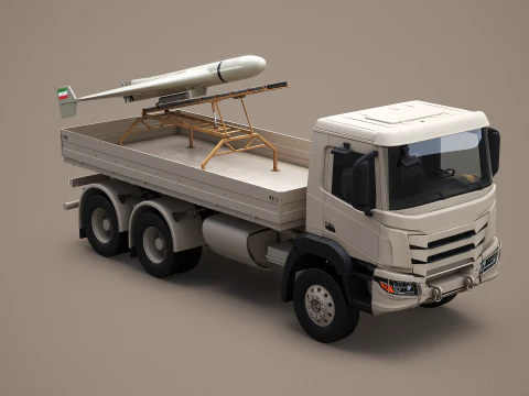 Military Transport Truck with Drone Launcher Shahed 136 3D Model