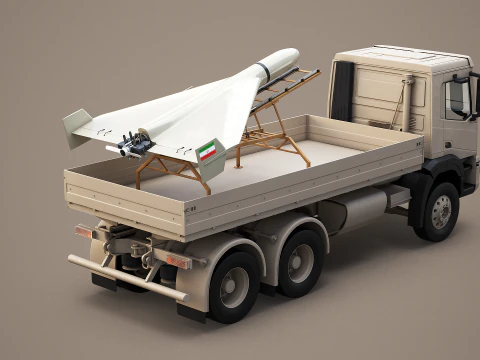 Military Transport Truck with Drone Launcher Shahed 136 3D Model