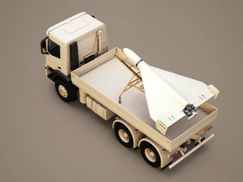 Military Transport Truck with Drone Launcher Shahed 136 3D Model