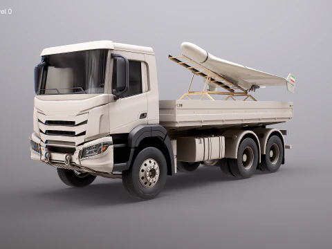 Military Transport Truck with Drone Launcher Shahed 136 3D Model
