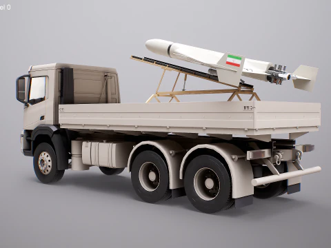 Military Transport Truck with Drone Launcher Shahed 136 3D Model