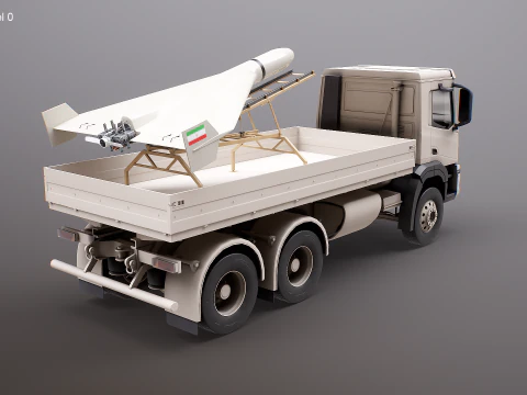 Military Transport Truck with Drone Launcher Shahed 136 3D Model