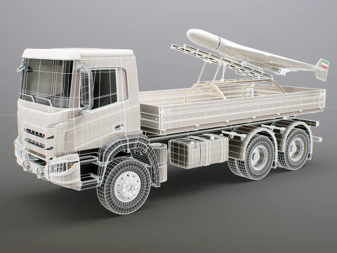 Military Transport Truck with Drone Launcher Shahed 136 3D Model